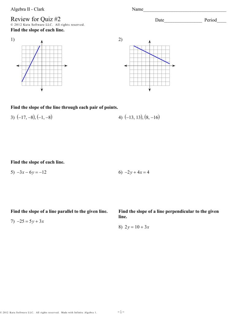 Algebra 2 Review For Quiz 2