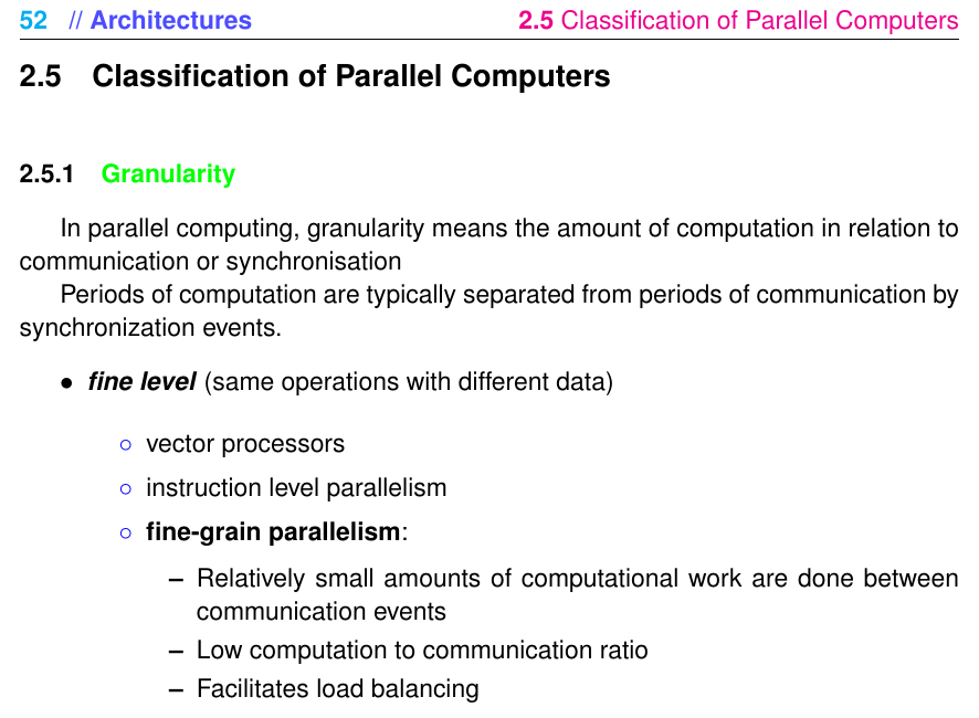 Granularity in parallel computing