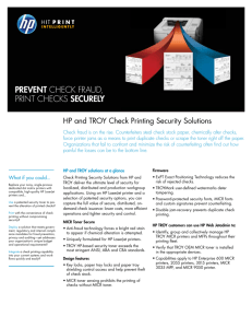 HP and TROY Check Printing Security Solution - Hewlett