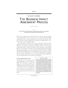 The Business Impact Assessment Process