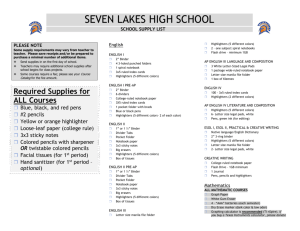 SLHS General School Supply List