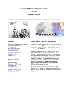 Sociology 361/Research Methods in Sociology FALL 2014