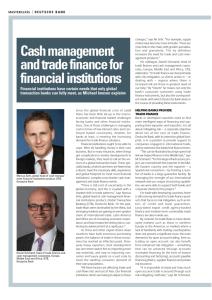 Cash management and trade finance for financial institutions