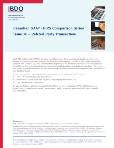 Related Party Transactions - IFRS Canadian GAAP