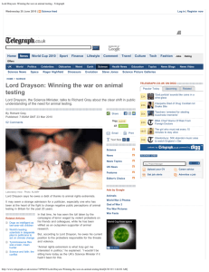 Lord Drayson: Winning the war on animal testing