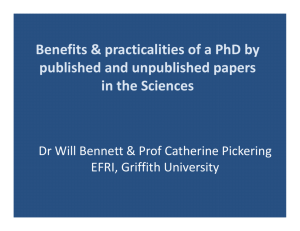 Benefits & practicalities of a PhD by published and unpublished