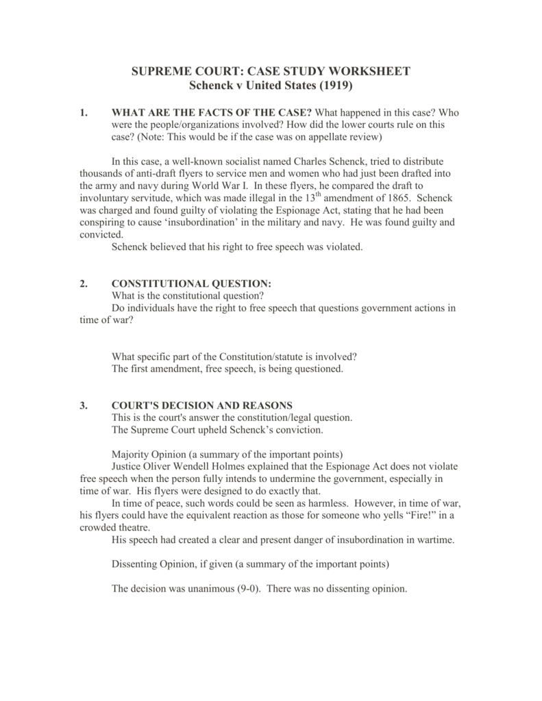 supreme court case study 2 worksheet answers