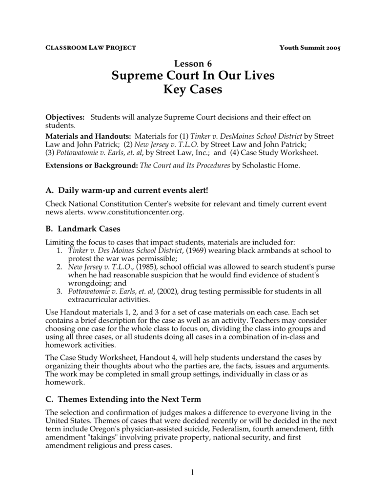 Supreme Court Cases Worksheet Answers