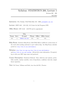 Syllabus: STATISTICS 200, Lecture 1