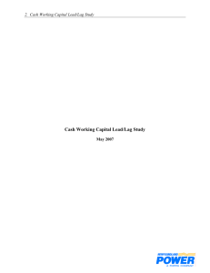 Cash Working Capital Lead/Lag Study