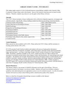 LIBRARY SUBJECT GUIDE – PSYCHOLOGY Journals Article