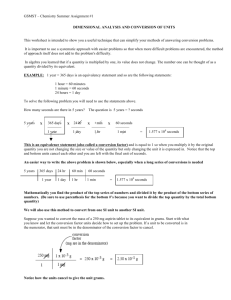 Dimensional Analysis and Conversion of Units