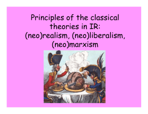 Principles of the classical theories in IR: (neo)realism, (neo)liberalism