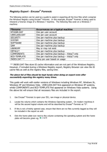 Registry Export - Encase Forensic