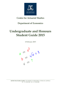 Centre for Actuarial Studies Department of Economics