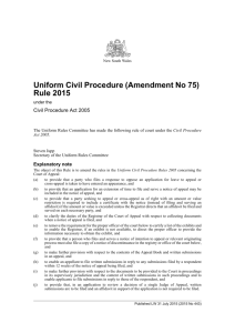 Uniform Civil Procedure (Amendment No 75) Rule 2015