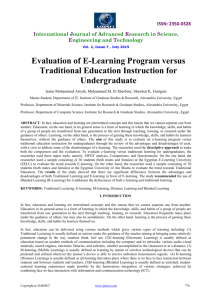 Evaluation of E-Learning Program versus Traditional Education