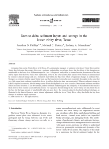 Dam-to-delta sediment inputs and storage in the lower trinity