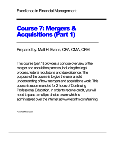 Course 7: Mergers & Acquisitions (Part 1)