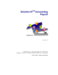 Solution-IV Accounting Payroll - Thoroughbred Software International