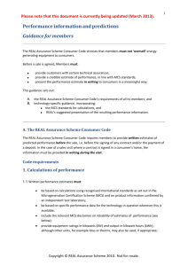 Performance information and predictions Guidance for members