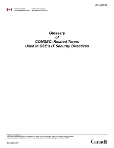 Glossary of COMSEC–Related Terms Used in CSE's IT Security