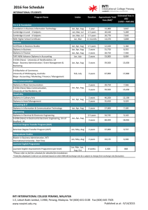2016 Fee Schedule - INTI International University & Colleges
