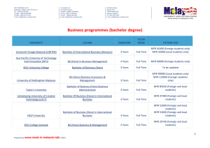 Business programmes (bachelor degree)