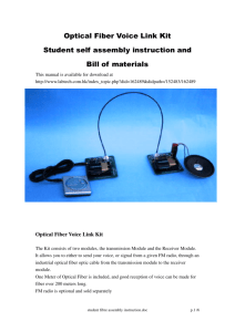 Optical Fiber Voice Link Kit Student self assembly instruction and Bill