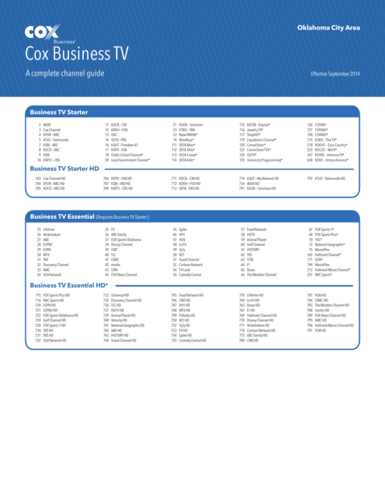 cox cable tv guide okc