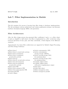 Lab 7. Filter Implementation in Matlab