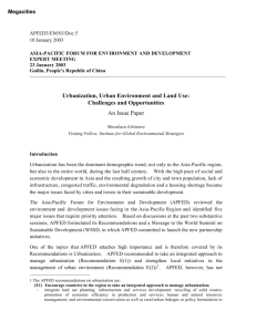 Urbanization, Urban Environment and Land Use: Challenges and