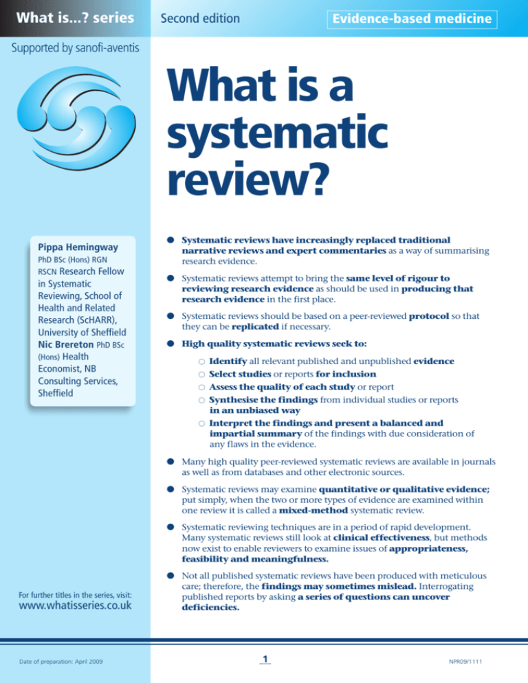 what is a systematic review research
