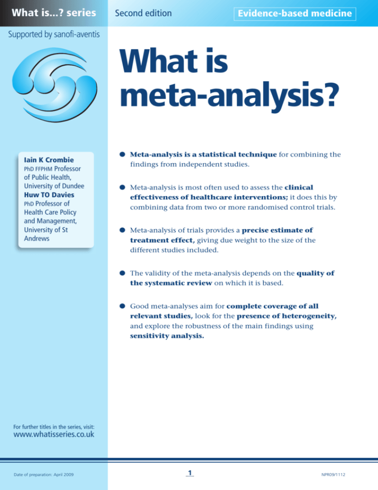 What Is Meta analysis Medical Sciences Division