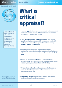 What is critical appraisal? - Medical Sciences Division, Oxford