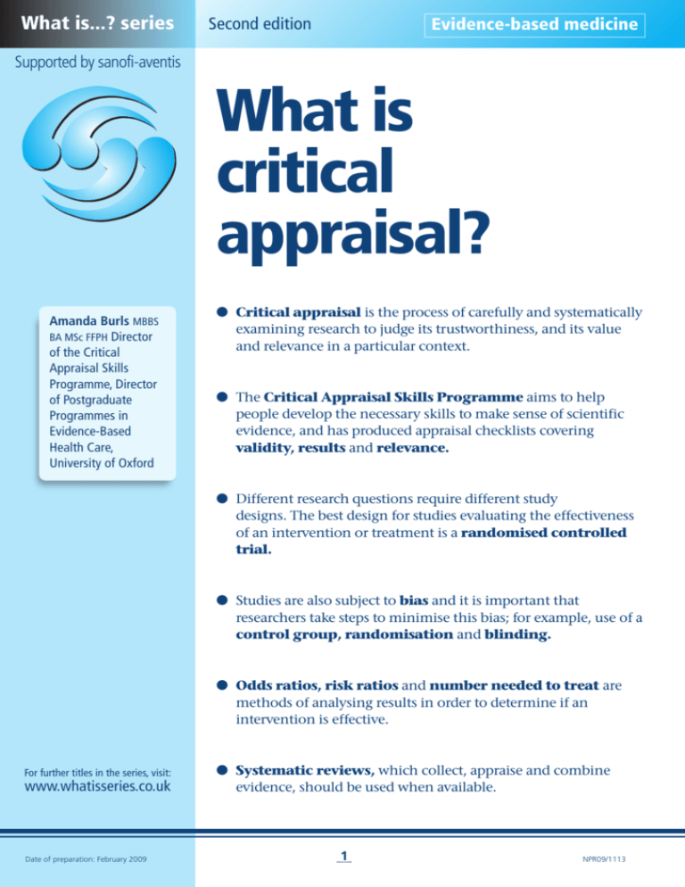 critical appraisal of medical literature checklist