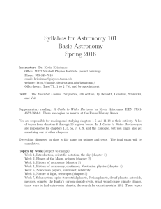 Syllabus for Astronomy 101 Basic Astronomy Spring 2016