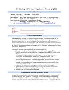 BSC 2010L -‐ Integrated Principles of Biology I Laboratory Syllabus