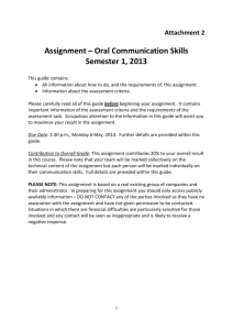 Assignment – Oral Communication Skills Semester 1, 2013