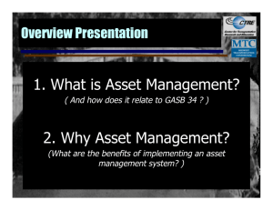 1. What is Asset Management? 2. Why Asset Management?