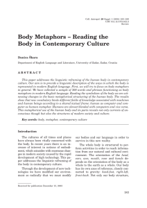 Body Metaphors – Reading the Body in Contemporary Culture