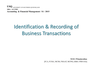 Identification & Recording of Business Transactions