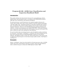 Program 60-100—AGMA Gear Classification and Inspection