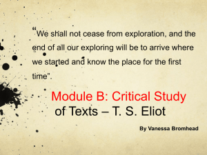 Module B: Critical Study of Texts – TS Eliot