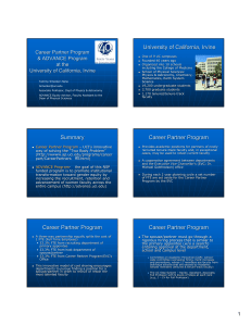 University of California, Irvine Summary Career Partner Program