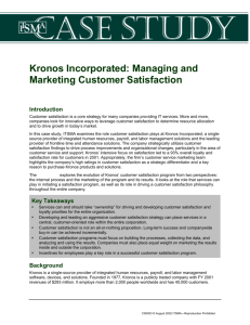 Kronos Incorporated: Managing and Marketing Customer Satisfaction