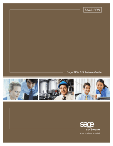Sage PFW 5.5 Release Guide