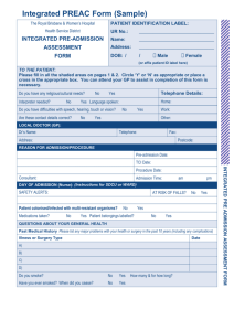 Integrated Pre-admission Assessment Form, Service Directory