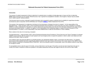 Patient Assessment Rationale Document - INF947