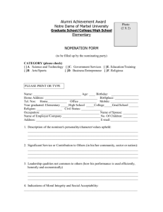 Nomination Form Here - Notre Dame of Marbel University